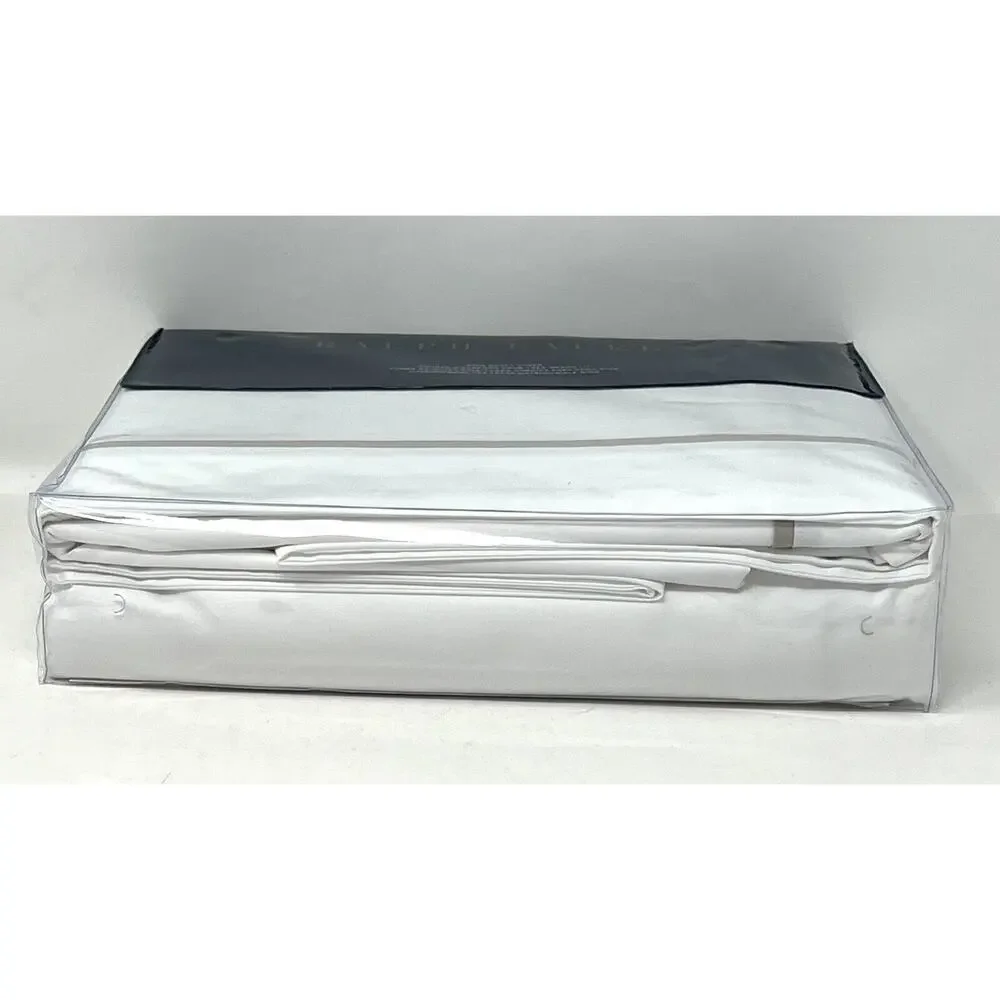 Ralph Lauren RL Palmer Percale King Duvet Cover PALE FLANNEL WHT Cotton Percale
